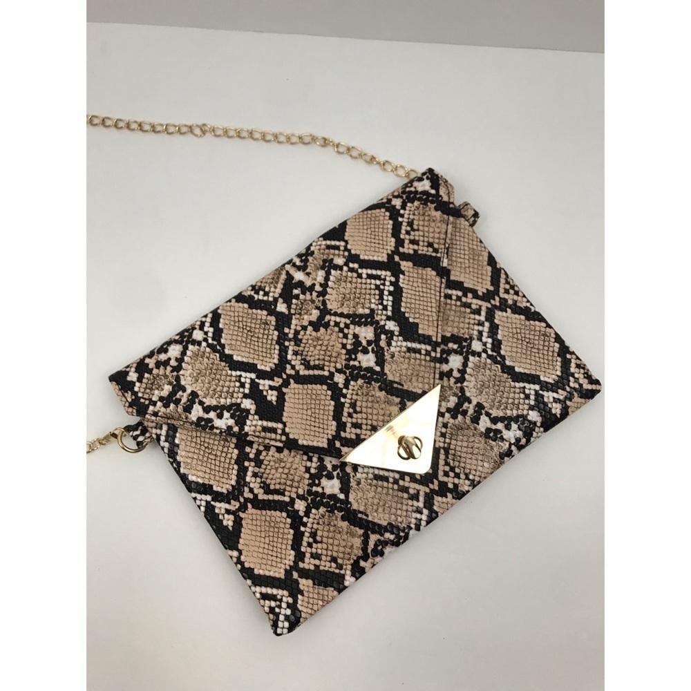 Snake Print Flap Chain Bag